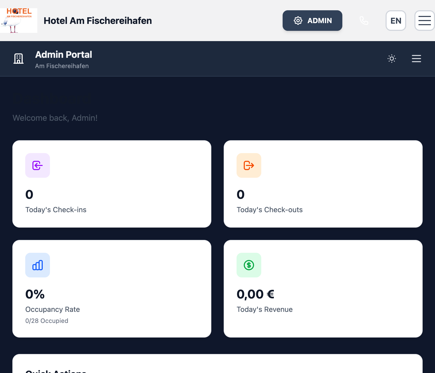 Mobile dashboard view of GROBE.STAY